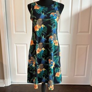 Elescat Black Pineapple Sleeveless Stretch Swing Dress